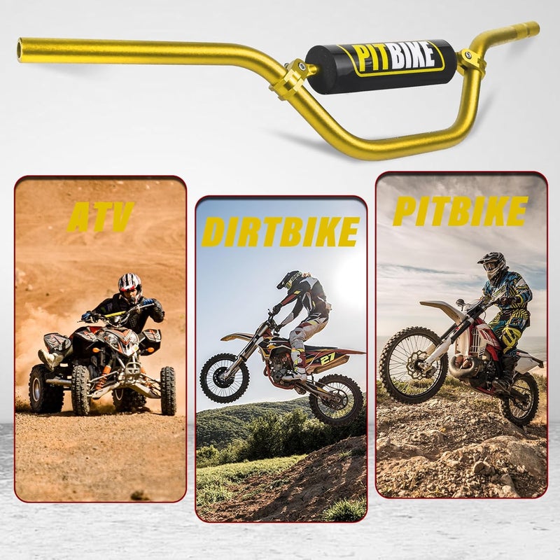 DAYIMADE 7/8" Pit Bike Handlebars with Foam Pad – Motorcycle Handlebars for CRF YZF KXF KLX RMZ DRZ Dirt Bikes, ATV, Quad, E-Bike Mods,T6 Aluminum 7/8 Motorcycle Handlebar Upgrade (Gold) - Image 4